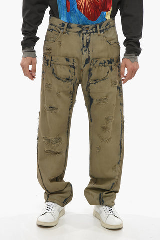 Vintage Wash Cargo Denims with Distressed Details 21cm