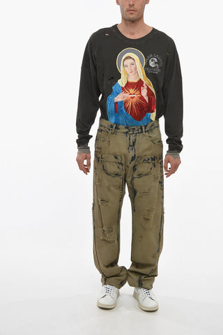 Vintage Wash Cargo Denims with Distressed Details 21cm