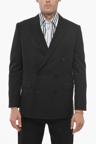 Double-breasted Slim Fit Twill Wool Blazer