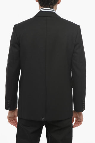Double-breasted Slim Fit Twill Wool Blazer
