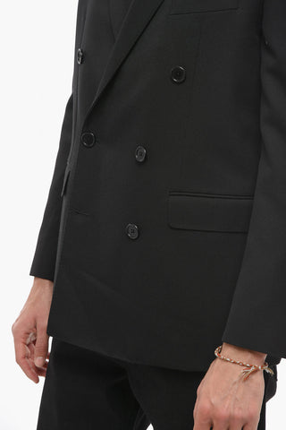 Double-breasted Slim Fit Twill Wool Blazer