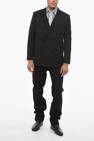 Double-breasted Slim Fit Twill Wool Blazer