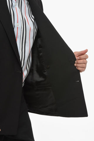 Double-breasted Slim Fit Twill Wool Blazer