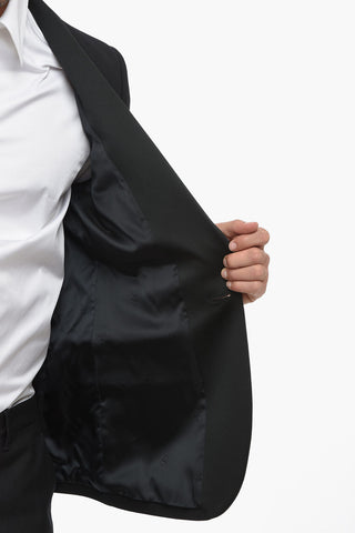 Blazer in Lana Vergine con Rever a Scialle in Satin