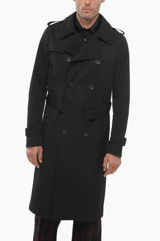 01. Cotton Blend Trench Coat with Studs