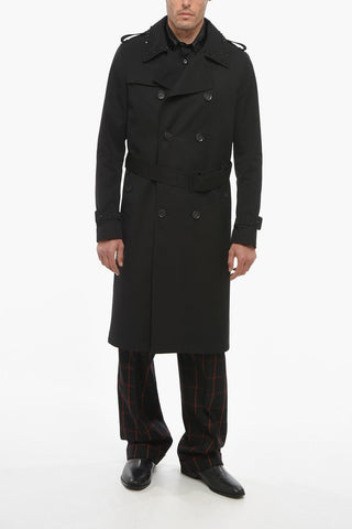 01. Cotton Blend Trench Coat with Studs