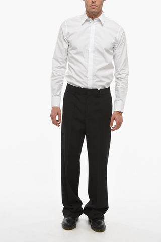 Virgin Wool Pants with Hidden Fastening