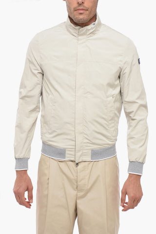 Nylon Blend Bomber Jacket with Hidden Zip Closure