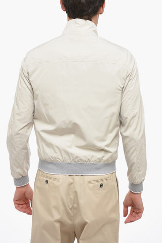 Nylon Blend Bomber Jacket with Hidden Zip Closure