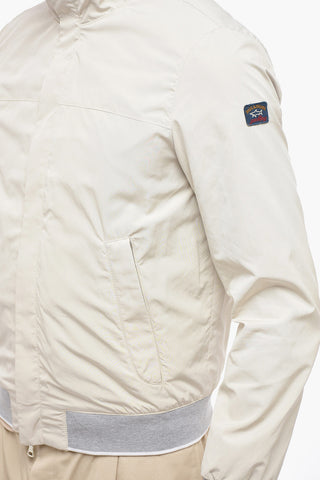 Nylon Blend Bomber Jacket with Hidden Zip Closure