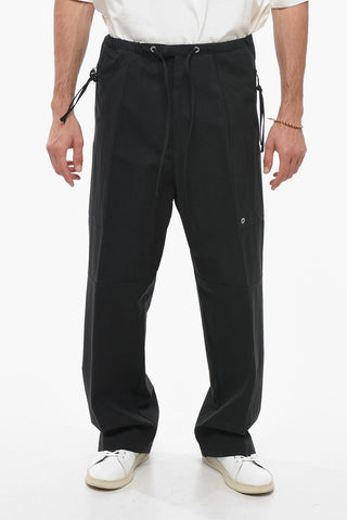 Cotton Blend Cargo Pants with Drawstring