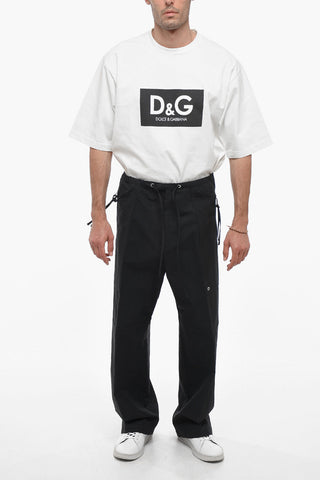 Cotton Blend Cargo Pants with Drawstring