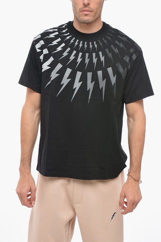 Dropped Shoulder THUNDERBOLT T-shirt with Degradé Effect