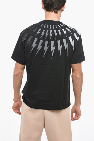 Dropped Shoulder THUNDERBOLT T-shirt with Degradé Effect
