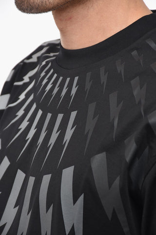 Dropped Shoulder THUNDERBOLT T-shirt with Degradé Effect