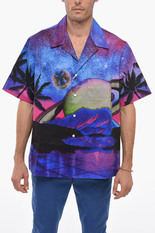 Printed Cotton PALM PLANET Bowling Shirt
