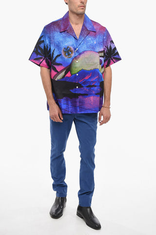 Printed Cotton PALM PLANET Bowling Shirt