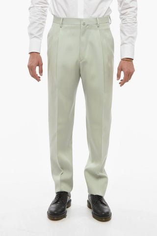 Pantaloni Regular Fit in Lana Vergine Twill