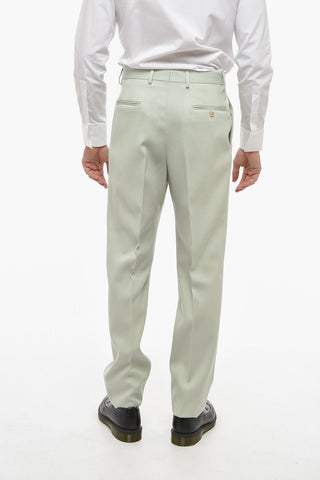 Pantaloni Regular Fit in Lana Vergine Twill