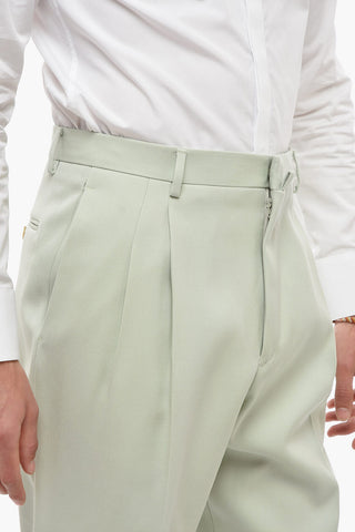 Pantaloni Regular Fit in Lana Vergine Twill