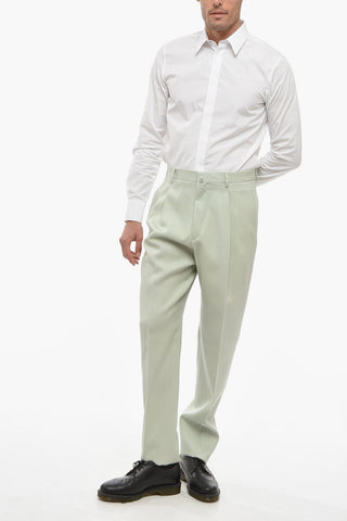 Pantaloni Regular Fit in Lana Vergine Twill