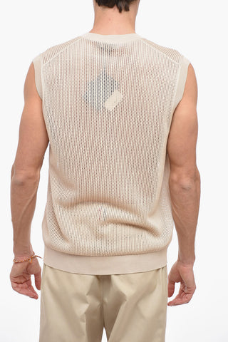 V Neck Crochet Silk Blend Vest