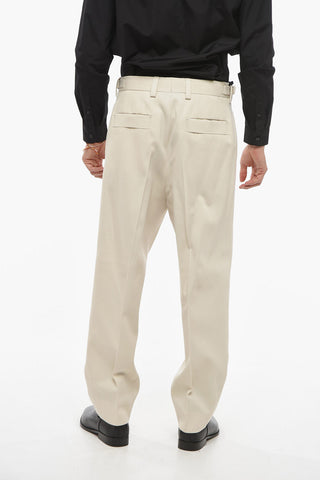 Twill Cotton Blend Chinos Pants with Side Martingales