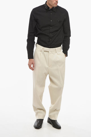 Twill Cotton Blend Chinos Pants with Side Martingales