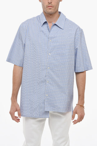 Balanced Stripe Cotton Shirt with Double Buttoning