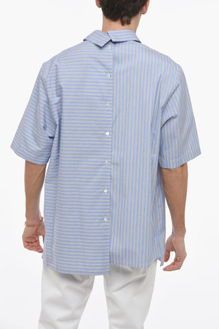 Balanced Stripe Cotton Shirt with Double Buttoning