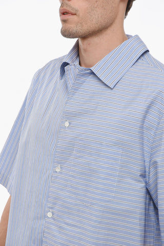 Balanced Stripe Cotton Shirt with Double Buttoning