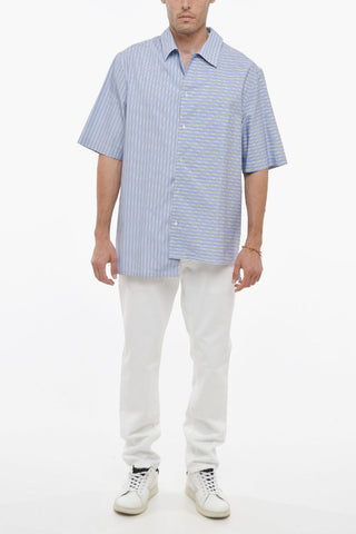 Camicia in Cotone a Righe Balanced con Doppia Abbottonatura