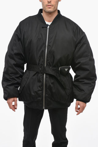 Oversized RE-NYLON Bomber Jacket with Belt