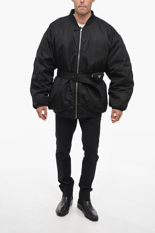 Oversized RE-NYLON Bomber Jacket with Belt