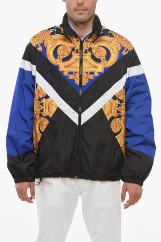 Bomber in Nylon Motivo La Greca con Zip Frontale