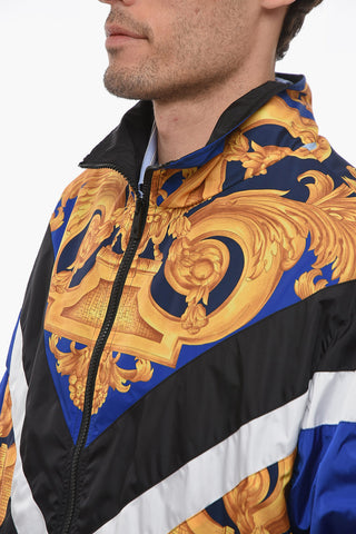 Bomber in Nylon Motivo La Greca con Zip Frontale