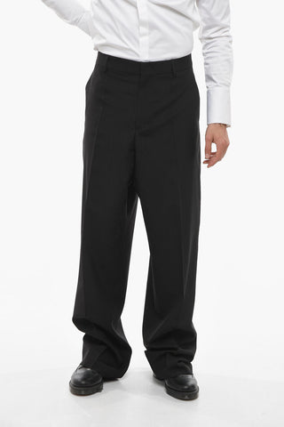 Virgin Wool Pants with Hidden Fastening