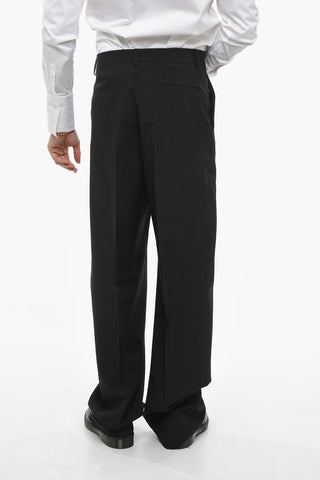 Virgin Wool Pants with Hidden Fastening