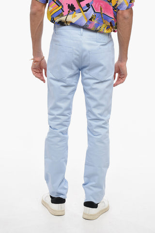 Pantaloni 5 Tasche in Piquet di Cotone