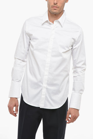 Camicia in Cotone Stretch con Abbottonatura a Scomparsa