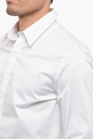 Camicia in Cotone Stretch con Abbottonatura a Scomparsa