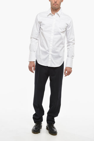 Camicia in Cotone Stretch con Abbottonatura a Scomparsa
