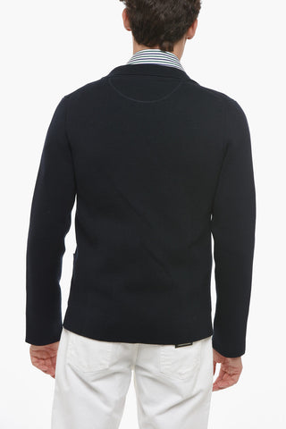 Double-breasted Cotton Cardigan with Logoed Buttons