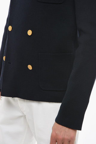 Double-breasted Cotton Cardigan with Logoed Buttons