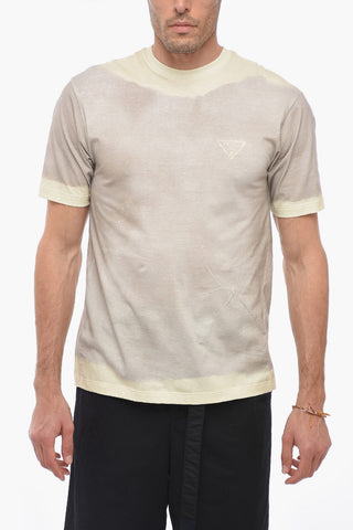 Tie Dye Cotton T-Shirt with Split