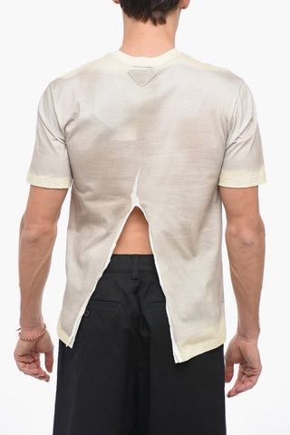 Tie Dye Cotton T-Shirt with Split
