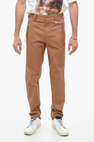 Slim Fit Cotton Pants with Zipped Pockets