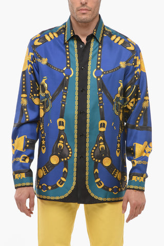 Standard Collar Printed Silk Shirt
