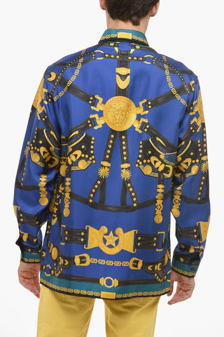 Standard Collar Printed Silk Shirt
