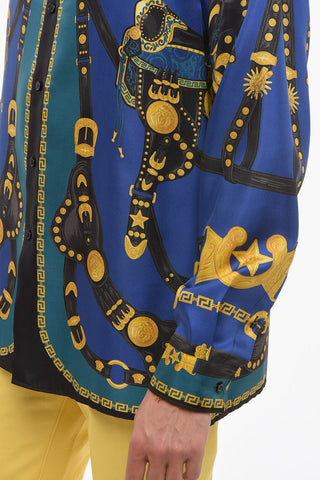 Standard Collar Printed Silk Shirt